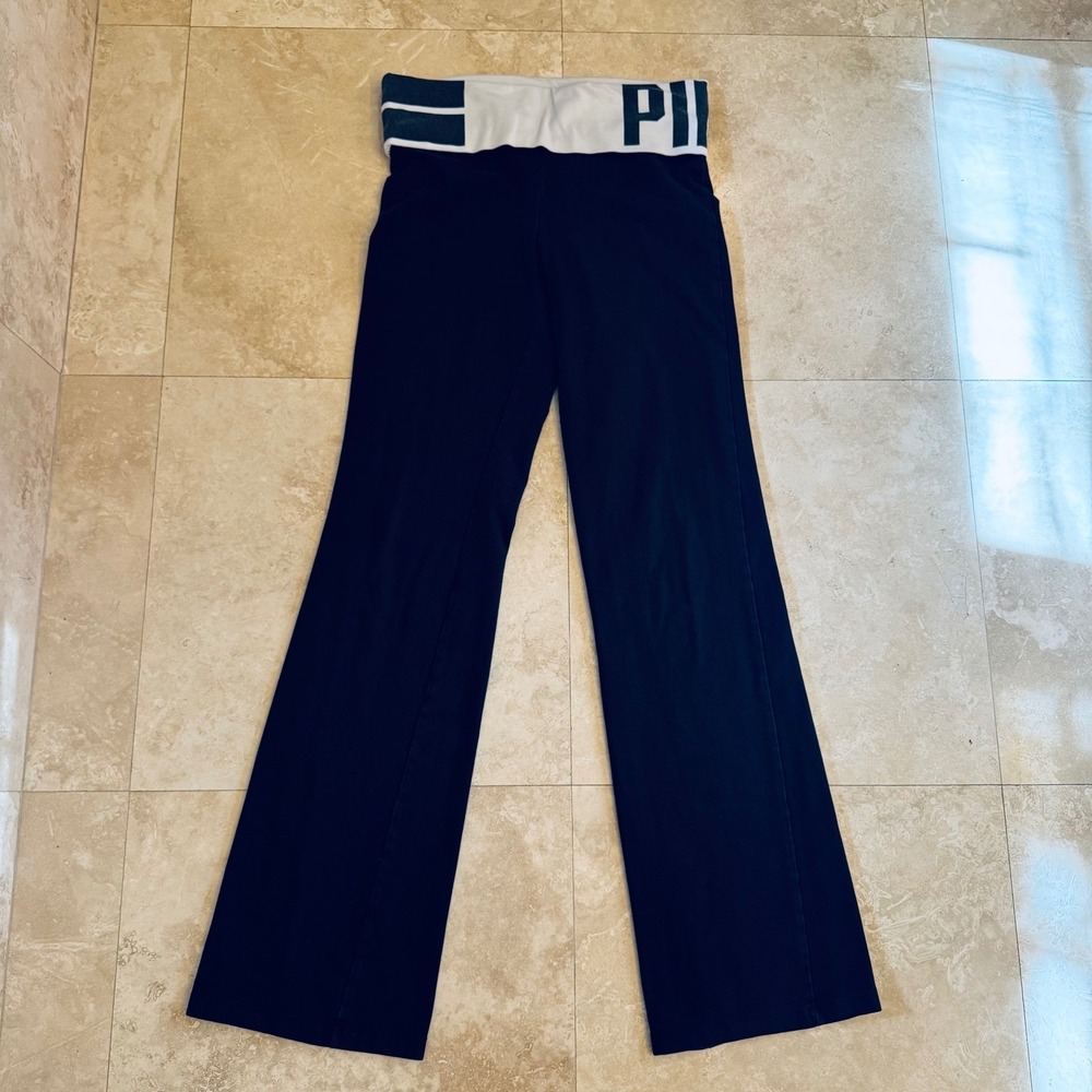 Victoria's Secret PINK black‎ yoga straight flare leggings Y2K C10